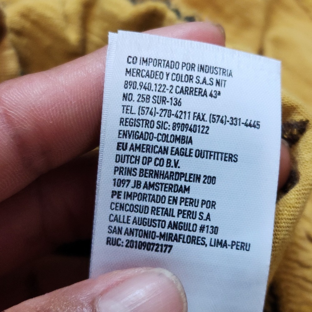 American Eagle Peasant Embroidered Top Mustard Cotton Size M Boho - Picture 5 of 9